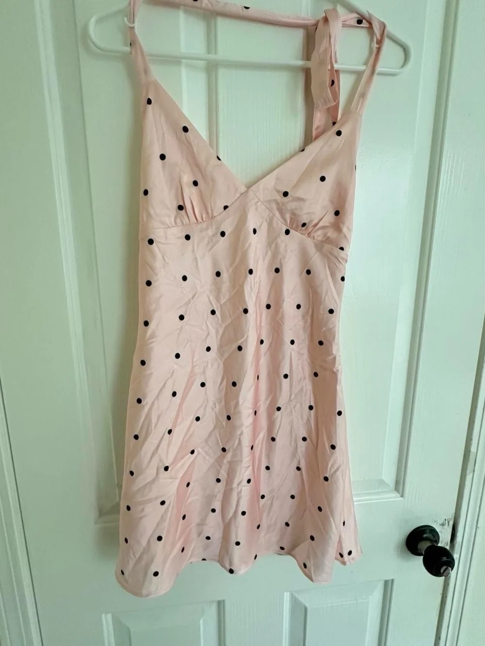 Princess Polly Blush Pink Satin Polka Dot Mini Dress